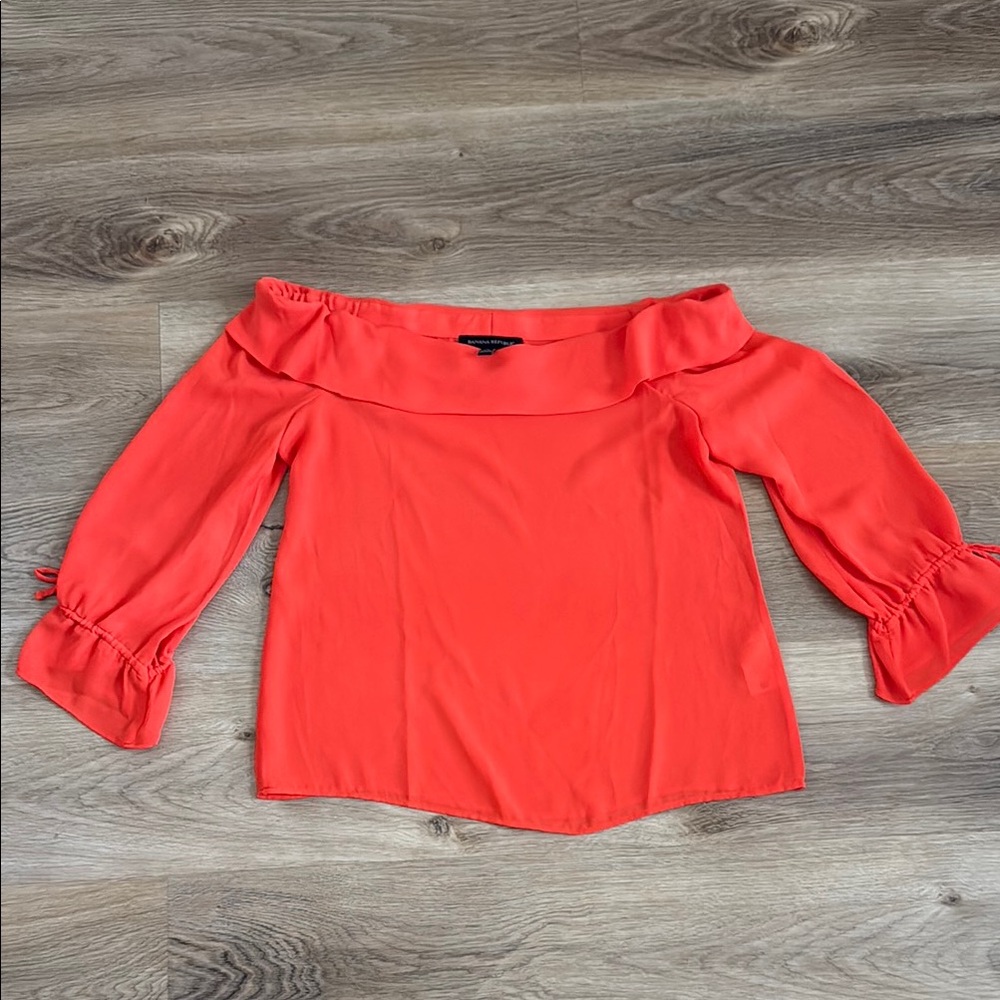 Banana Republic Orange Off the Shoulder Ruffled Blouse